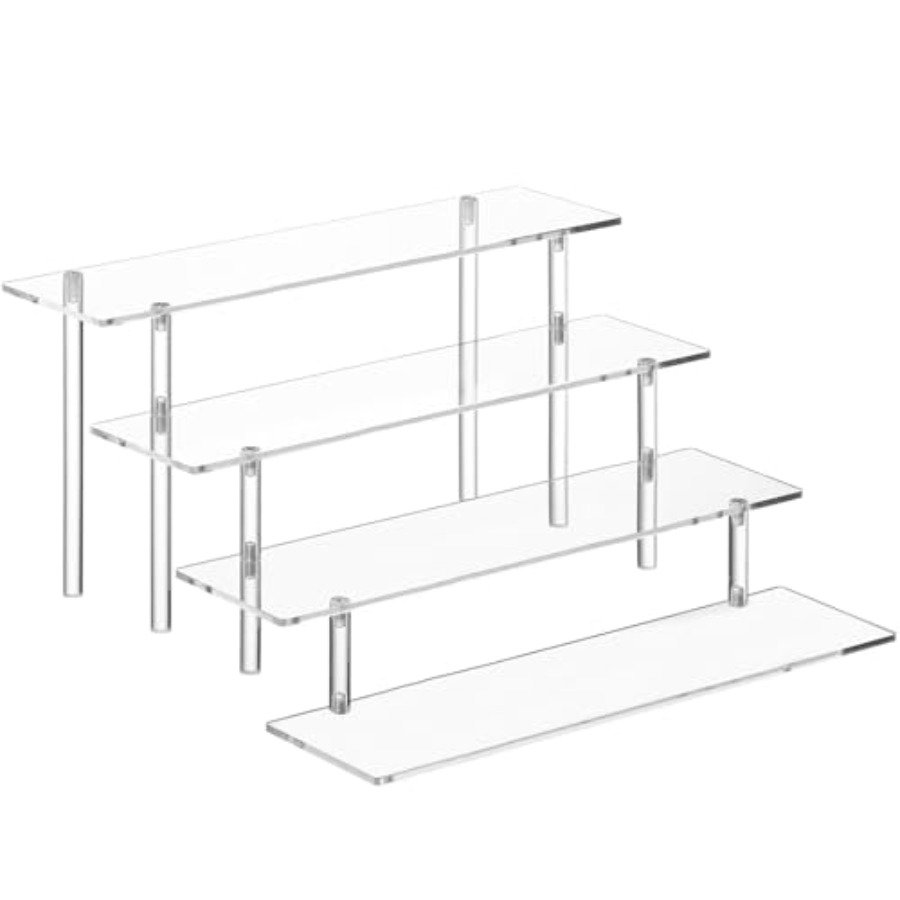 Pop Display Shelf - ชั้นวางอะคริลิค 4 ชั้นสำหรับจัดเก็บน้ำหอม, ชั้นวางโชว์แบบใสสำหรับน้ำหอม, โคโลญจน์, เครื่องสำอาง,