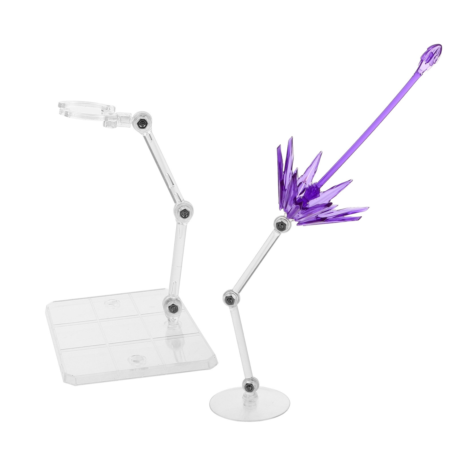 Action Figure Stand - ขาตั้งฟิกเกอร์แบบใส 2 ชิ้น พร้อมชิ้นส่วนแสดงเอฟเฟกต์พลังงานสำหรับจัดแสดงท่าทางที่มีความสมจริง