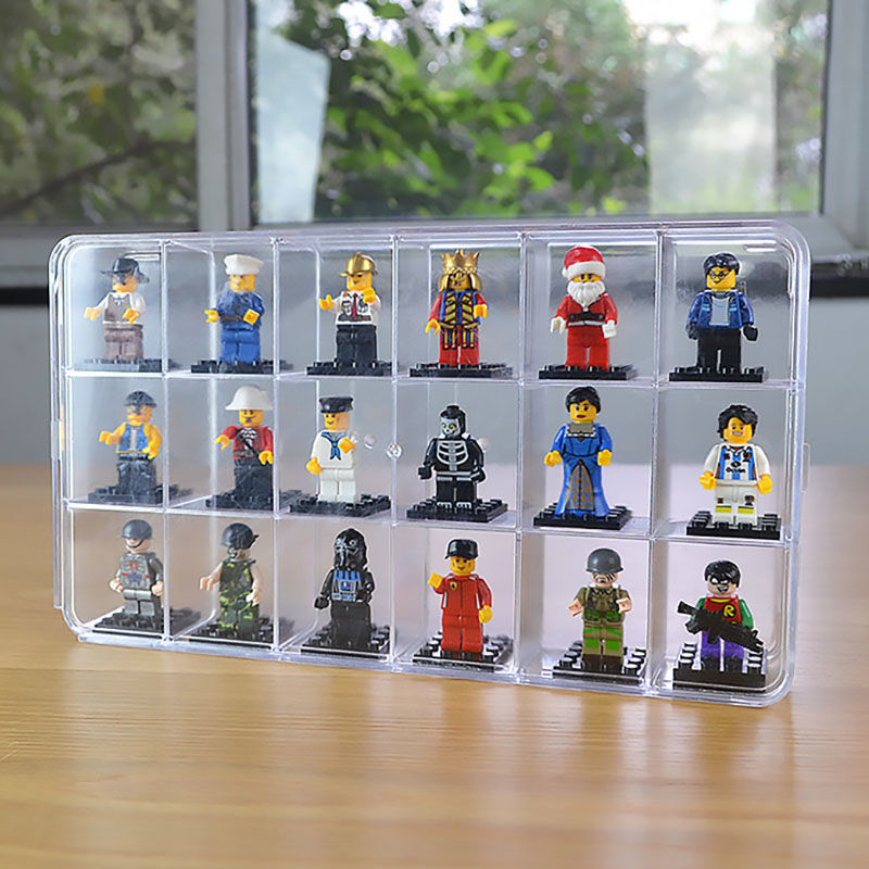 Lego Minifigure Holder - 18 ตารางอะคริลิคสําหรับเลโก้ตัวเลขเก็บ,อะคริลิคใสสําหรับFigurine Blindboxสําหรับมือจอแสดงผล