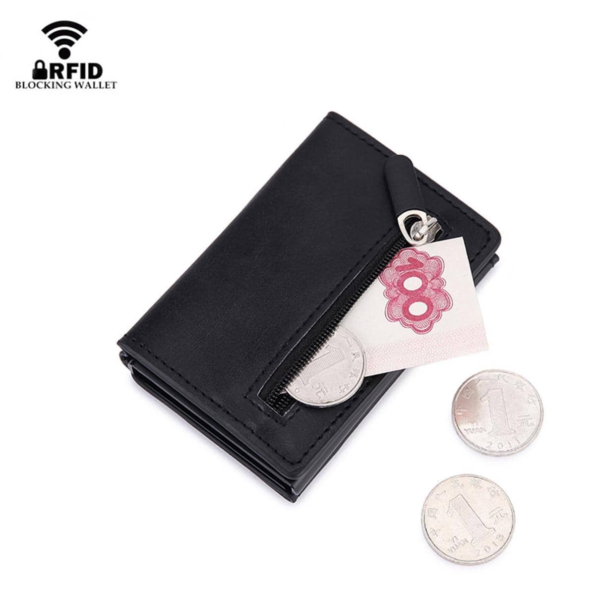 Card Top Loader - กระเป๋าใส่บัตร RFID ป้องกันการโจรกรรมข้อมูล พร้อมช่องใส่บัตรเครดิตแม่เหล็ก กระเป๋าใส่เหรียญโลหะ กระเป๋าใส่บัตรธนาคารสำหรับธุรกิจ