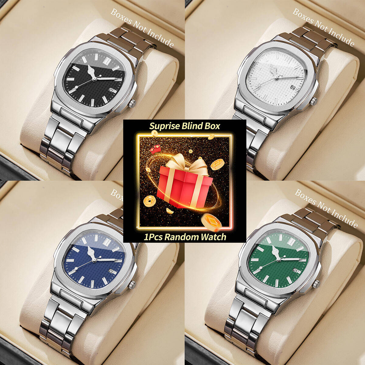 Mystery Box Blind Bag - 1PC เซอร์ไพรส์นาฬิกาลึกลับ Blind Box-Fashion Square Men